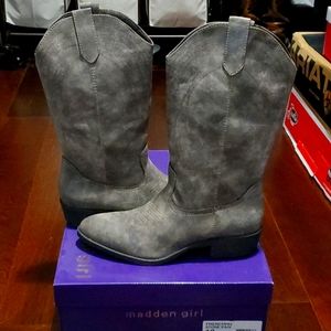 Madden Girl Grey/Stone Heeled Cowboy Boot